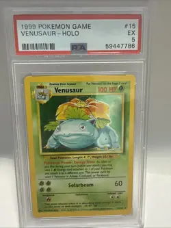 1999 Pokemon Base Set Venusaur Holo Unlimited Rare #15/102 PSA 5 - Image 1