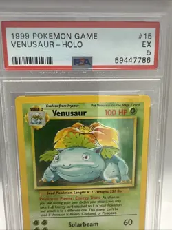 1999 Pokemon Base Set Venusaur Holo Unlimited Rare #15/102 PSA 5 - Image 2