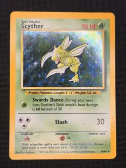 Pokemon Scyther TCG 10/64 Jungle Holo Rare Card No Symbol Error - Image 1