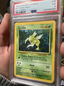 Pokemon TCG Jungle Scyther Holo Rare Card 10/64 No Symbol Error, Misprint PSA 3! - Image 3