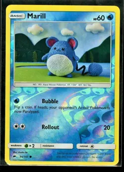 Marill 34/147 Reverse Holo SM - Burning Shadows Pokemon Card - Image 1
