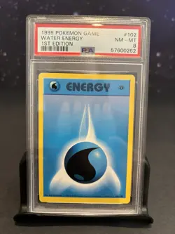 1999 Pokemon Game Base 1st Edition English Card-PSA 8 Blue Water Energy 102/102 - Image 1