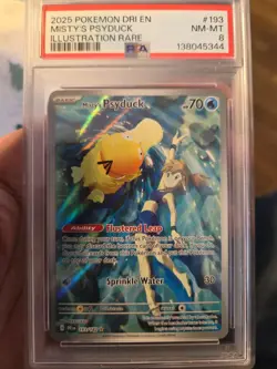 2025 POKEMON DRI EN-DESTINED RIVALS ILLUSTRATION RARE #193 MISTY'S PSYDUCK PSA 9 - Image 1