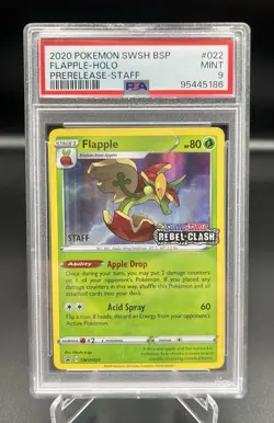 2020 Pokemon SWSH BSP Flapple Holo Prerelease Staff PSA 9 - Rare Pop 45 - Image 1