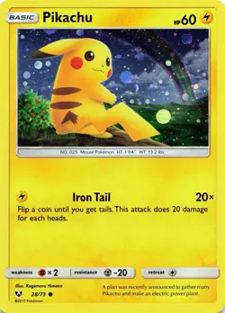 POKEMON Pikachu - 28/73 Shining Legends Kanto 5-Tin Cosmos Holo #028/073 NM - Image 1