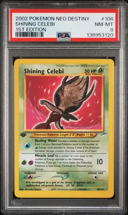 2002 POKEMON NEO DESTINY 1ST ED #106 SHINING CELEBI PSA 8 - Image 1