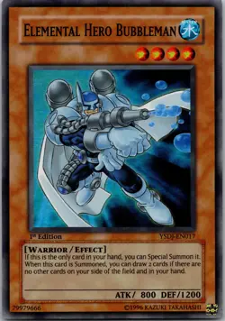 Yugioh Elemental HERO Bubbleman YSDJ-EN017 1st Edition Super Rare NM - Image 1