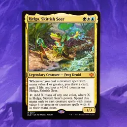 Helga, Skittish Seer 0217 BLB Bloomburrow MTG Commander Frog Druid BLC Magic 217 - Image 1