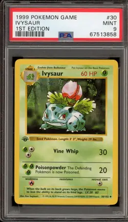 Pokemon Ivysaur Base Set Shadowless 1st Edition #30 PSA 9 Mint - Image 1