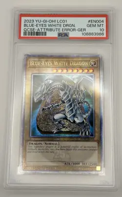 PSA 10 ERROR: Blue-Eyes White Dragon (Quarter Century Secret Rare) LC01-EN004 - Image 1