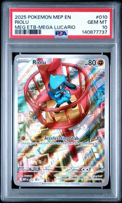 2025 POKEMON MEP EN-ME BLACK STAR PROMO #010 RIOLU PSA 10 - Image 3