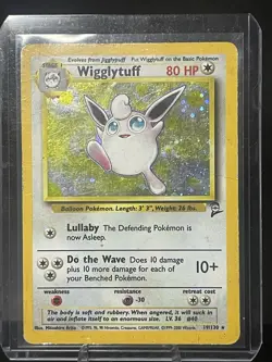 Pokemon TCG Wigglytuff 19/130 Base Set 2 Unlimited Holo Rare HP Damaged - Image 1