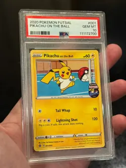2020 POKEMON FUTSAL #001 PIKACHU ON THE BALL PSA 10 UK Exclusive Promo - Image 3