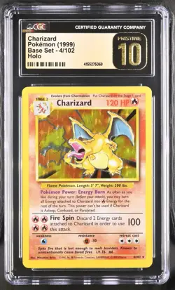 1999 Pokemon Base Set Charizard Holo 4/102 CGC PRISTINE 10 *POP 11 !!!* - Image 1
