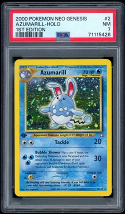 2000 Pokemon 1st Edition Neo Genesis 2/111 Azumarill Holo PSA NM 7 - Image 1