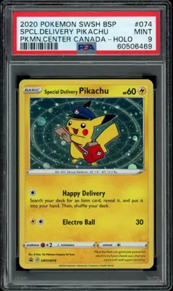 Pokemon Special Delivery Pikachu Hol 2020 Pokemon Center Canada Promo #074 PSA 9 - Image 1