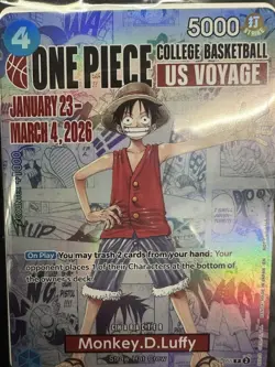 Bandai One Piece CCG Monkey.D.Luffy US Voyage Promo Holo Card P-055 - Image 1