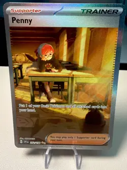 Pokemon TCG Penny Paldean Fates Trainer Holo Card 252/091 Shiny Ultra Rare NM - Image 2