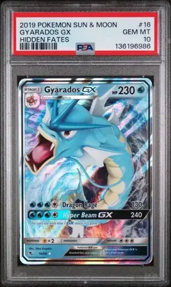 Pokemon TCG 2019 Gyarados GX #16 Hidden Fates PSA 10 - Image 1