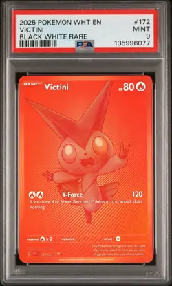 Pokemon TCG Victini Red Rare White Flare Card 172/086 English Edition - PSA 9 - Image 1