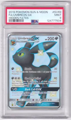 2019 Pokemon Sun & Moon Hidden Fates Umbreon GX FA Full Art SV69/SV94 PSA 9 MINT - Image 1