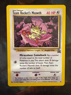Team Rocket's Meowth # 18 Black Star PROMO WOTC Rare Pokemon Card Tcg - LP - Image 1