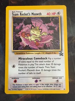 Team Rocket's Meowth # 18 Black Star PROMO WOTC Rare Pokemon Card Tcg - LP - Image 1