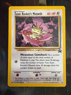 Team Rocket's Meowth # 18 Black Star PROMO WOTC Rare Pokemon Card Tcg - LP - Image 1