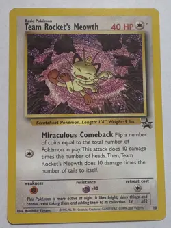 Team Rocket's Meowth # 18 Black Star PROMO WOTC Rare Pokemon Card Tcg - MP+ - Image 1