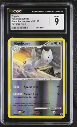CGC 9 MINT Togetic 2008 Great Encounters 55/106 Reverse Holo Pokemon Card - Image 1