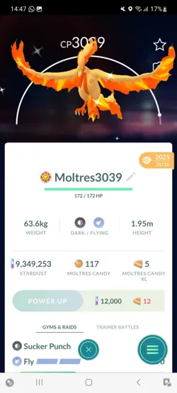 Pokemon Go Shiny Galerian Moltres ( High CP ) - Image 1