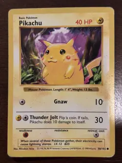 Pokemon TCG Pikachu Red Cheeks Base Set Shadowless 58/102 40 HP Regular - Image 4
