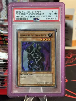 2002 Yugioh Gearfried the Iron knight PSA 6 1st edition - Image 1