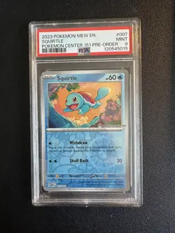 2023 POKEMON MEW EN-151 POKEMON CENTER 151 PRE-ORDER PROMO #007 SQUIRTLE PSA 9 - Image 1