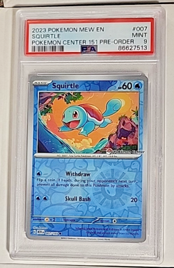 2023 POKEMON MEW EN-151 POKEMON CENTER 151 PRE-ORDER PROMO #007 SQUIRTLE PSA 9 - Image 1