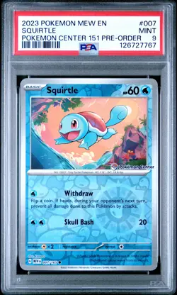 2023 POKEMON MEW EN-151 POKEMON CENTER 151 PRE-ORDER PROMO #007 SQUIRTLE PSA 9 - Image 1