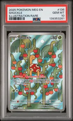 2025 POKEMON MEG EN-MEGA EVOLUTION ILLUSTRATION RARE #136 SHUCKLE PSA 10 - Image 1