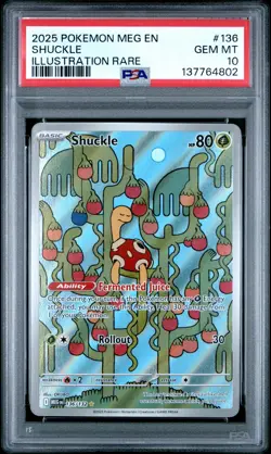 2025 POKEMON MEG EN-MEGA EVOLUTION ILLUSTRATION RARE #136 SHUCKLE PSA 10 - Image 1