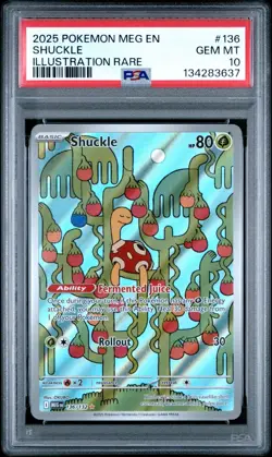 2025 Pokemon Mega Evolution MEG En Shuckle Illustration Rare #136 PSA 10 Gem - Image 1