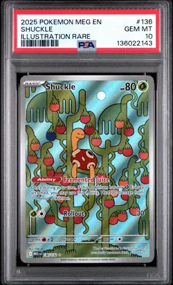 2143 Shuckle 2025 Pokemon Mega Evolution - MEG EN #136 Illustration Rare PSA 10 - Image 1