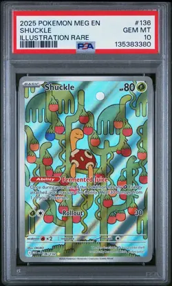 2025 POKEMON MEG EN-MEGA EVOLUTION ILLUSTRATION RARE #136 SHUCKLE PSA 10 - Image 1
