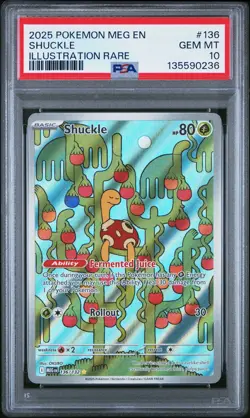2025 POKEMON MEG EN-MEGA EVOLUTION ILLUSTRATION RARE #136 SHUCKLE PSA 10 - Image 1