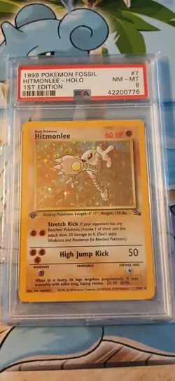 Pokemon Card Hitmonlee 7/62 Fossil 1st Edition Holo WOTC Graded Psa 8 - Image 2