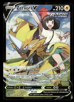 Pokemon Cards Zeraora V TG16/TG30 Silver Tempest Trainer Gallery Holo Rare V NM - Image 1