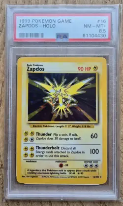 Base Set Zapdos (PSA 8.5) 16/102 Pokemon Cards WOTC 1999 - Image 1