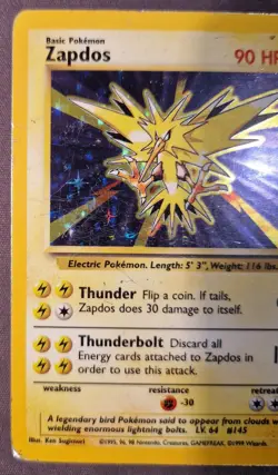 Pokemon TCG Zapdos Holo Rare Card Base Set 16/102, 1999 - Image 4