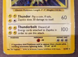 Pokemon TCG Zapdos Holo Rare Card Base Set 16/102, 1999 - Image 5