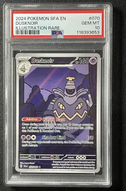 DUSKNOIR PSA 10 2024 POKEMON SFA EN #070/064 ILLUSTRATION RARE IR GEM 3653 - Image 1