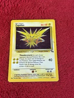 Zapdos 15/62 Fossil Holo Wotc Pokemon Card 1999 Played - Image 1