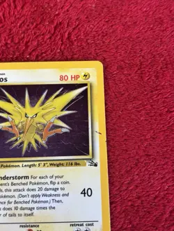 Zapdos 15/62 Fossil Holo Wotc Pokemon Card 1999 Played - Image 2